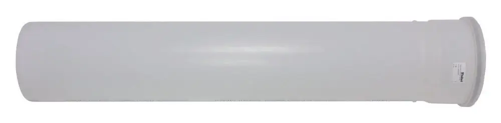 Langes, transparentes Rohr aus Kunststoff, geeignet für die Installation von Abwasser- oder Belüftungssystemen, vertrieben von Vaillant.